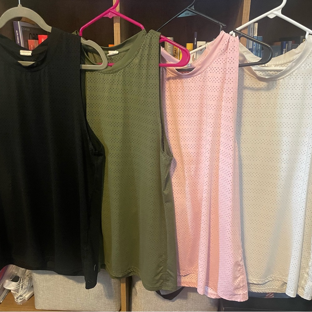 Sleeveless Eyelet Tops - Black, Green, Pink, White